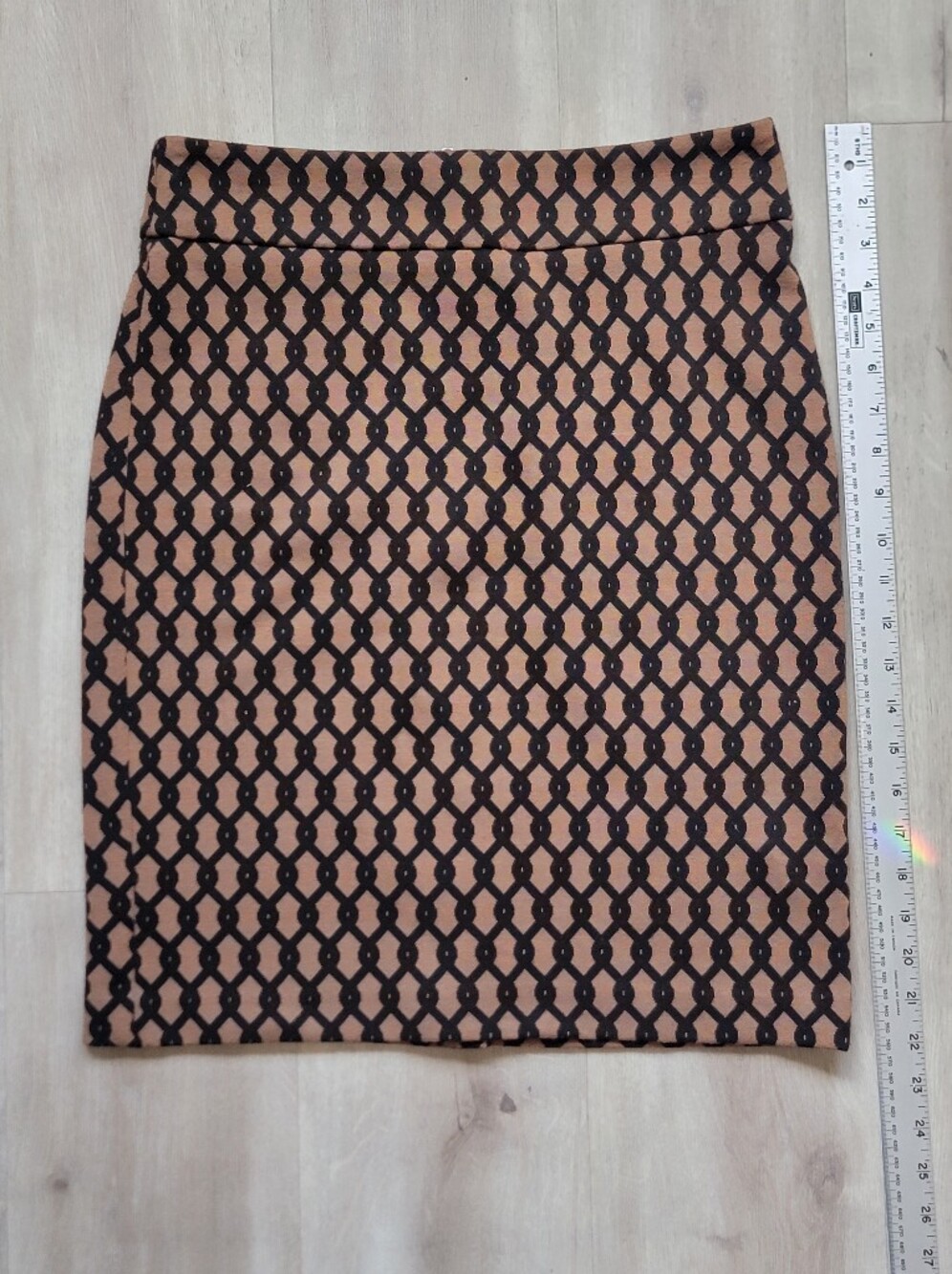 Vivienne Tam Geometric Knit Pencil Skirt Size 6 Brown Black Metallic Zip EUC